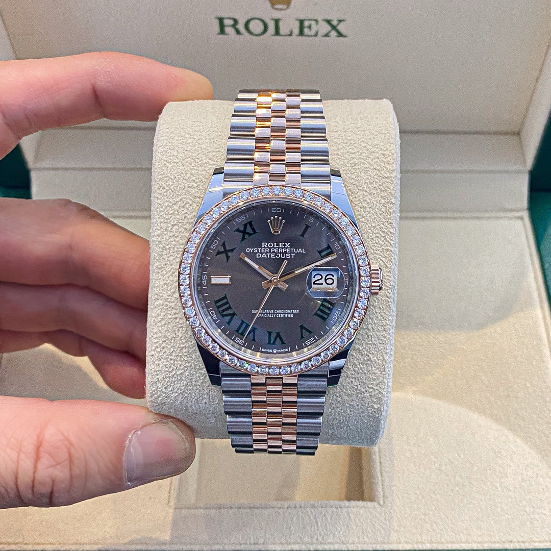 Rolex Datejust36 36mm 'Wimbledon' Steel/RG Slate Dial Numeral Markers 2023 Ref m126281rbr-0017 (#567)