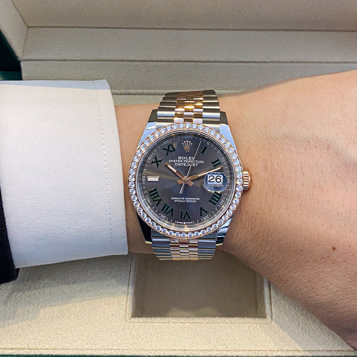 Rolex Datejust36 36mm 'Wimbledon' Steel/RG Slate Dial Numeral Markers 2023 Ref m126281rbr-0017 (#567)