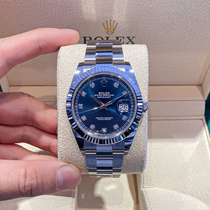 Rolex Datejust41 41mm Steel/WG Blue Dial Diamond Markers 2024 Ref m126334-0015 (#635)