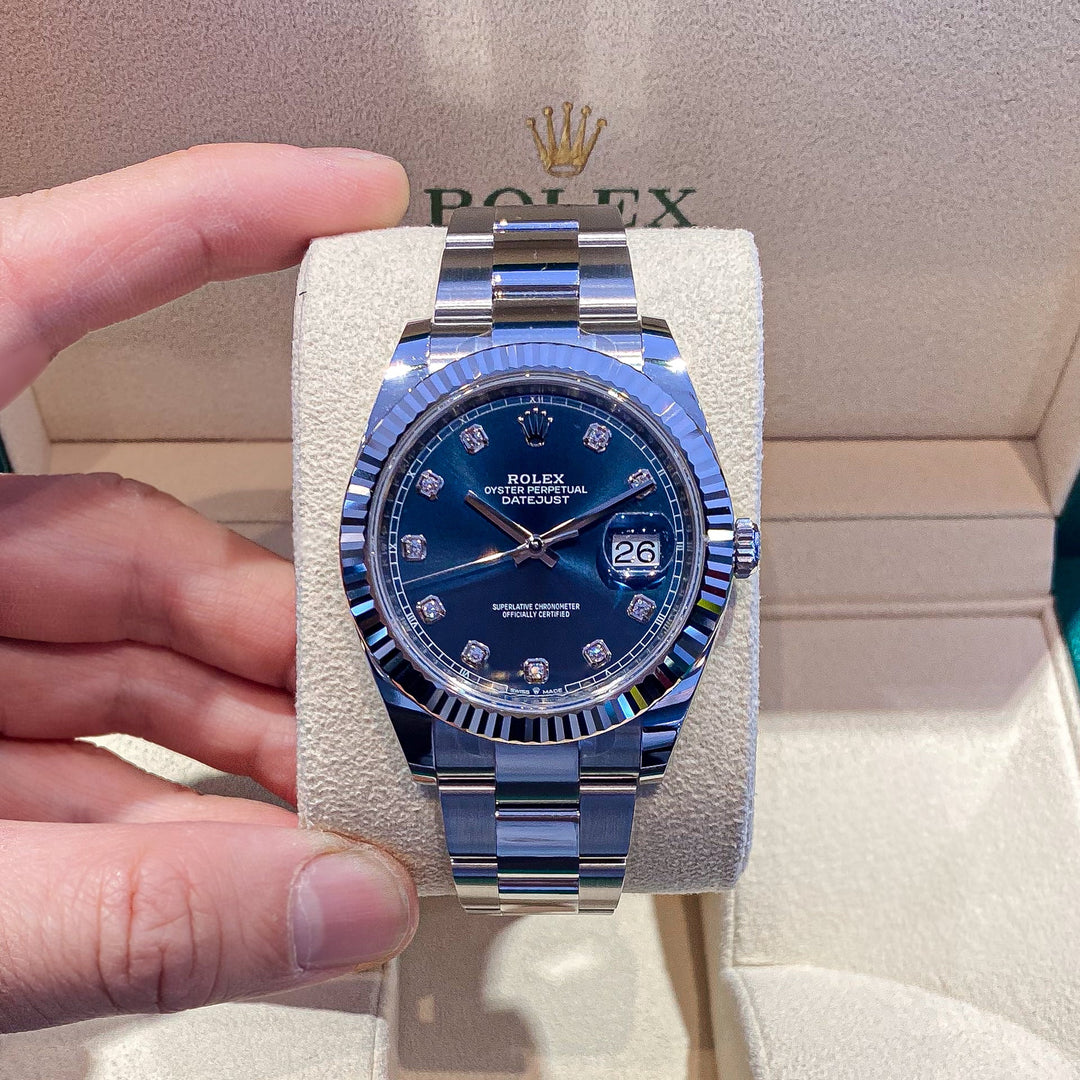 Rolex Datejust41 41mm Steel/WG Blue Dial Diamond Markers 2023 Ref m126334-0015 (#582)