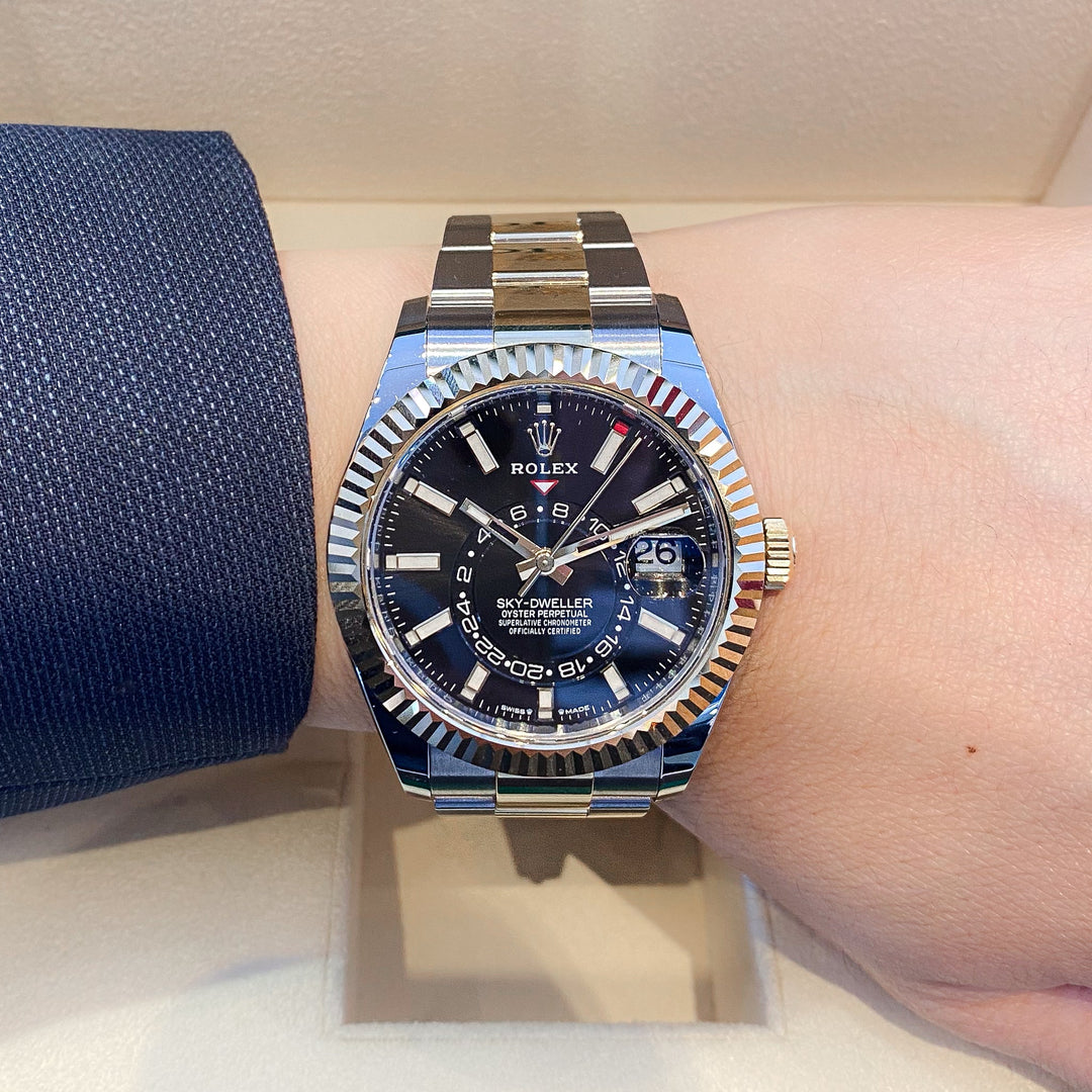 Rolex Sky-Dweller 42mm Steel/YG Black Dial Stick Markers 2023 Ref m336933-0003 (#565)