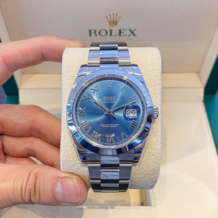 Rolex Datejust41 41mm Steel Azzurro Blue Dial Numeral Markers 2024 Ref m126300-0017 (#829)