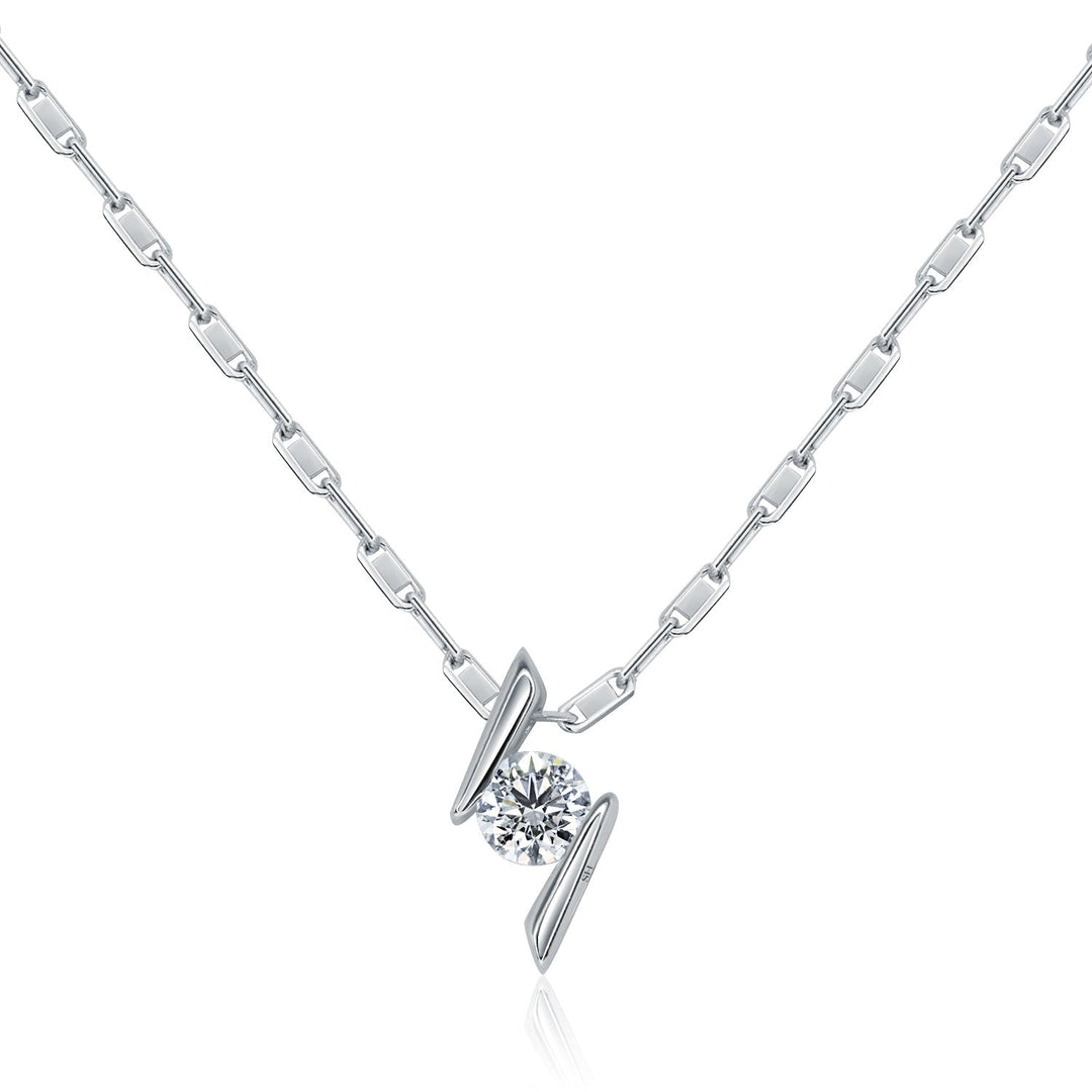 Diagonal floating diamond pendant (small) - W0557