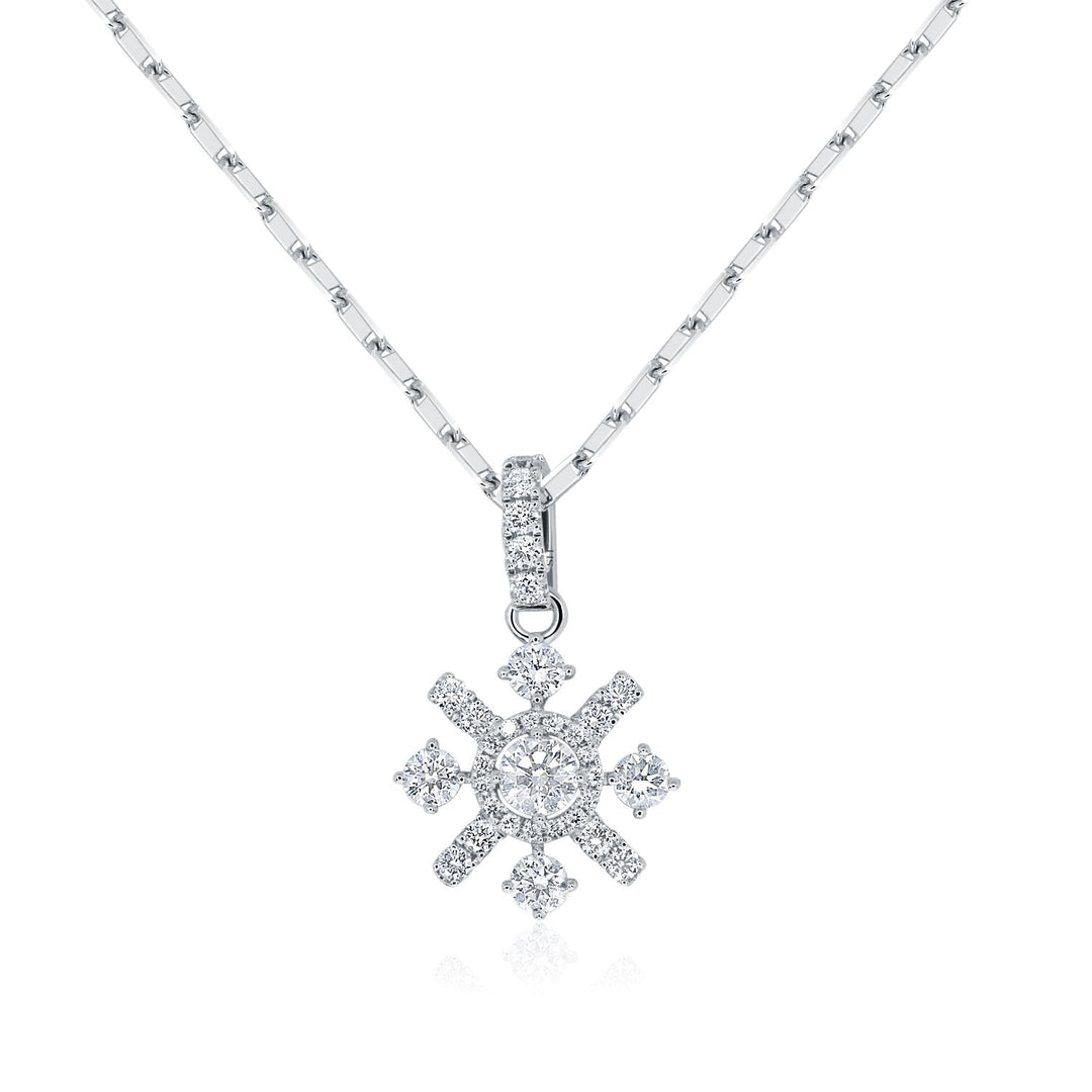 Snowflake Diamond Pendant with Pavé Bale - W0559