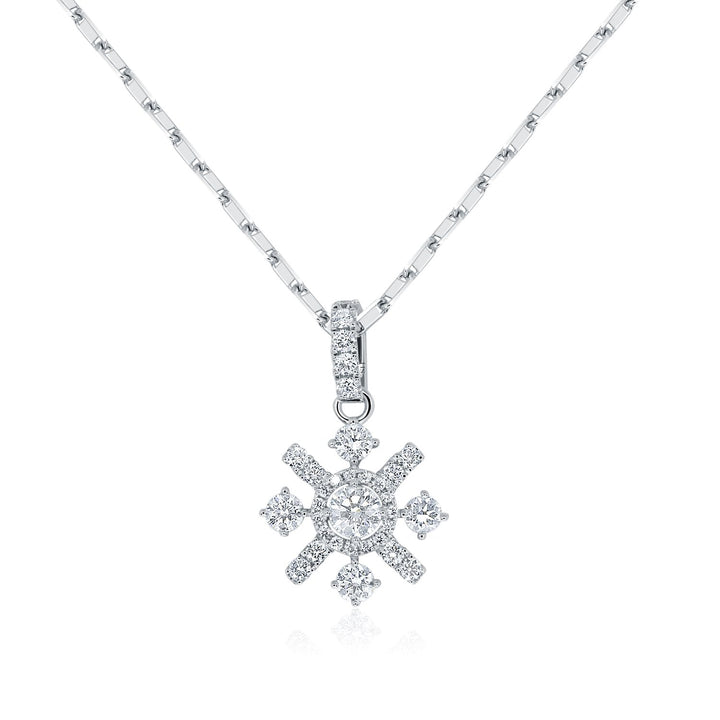 Snowflake Diamond Pendant with Pavé Bale - W0559