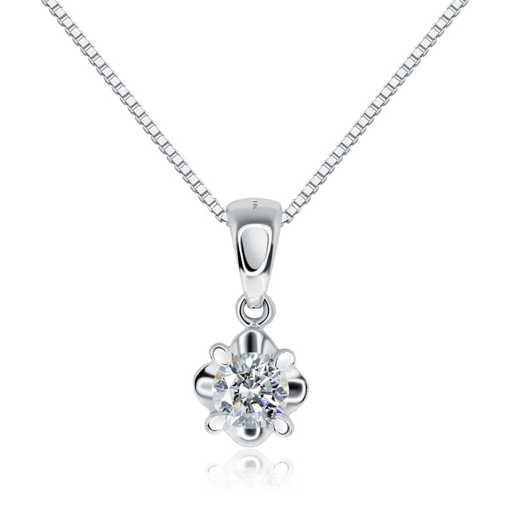4-claw solitaire pendant with leaf perimetre - W0560