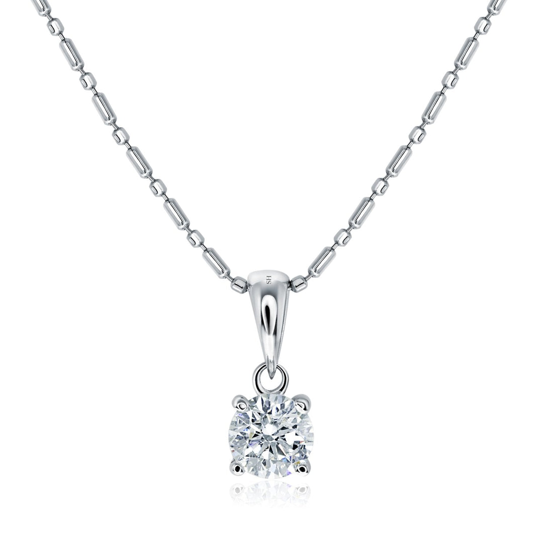 4-Claw Solitaire Pendant with Polished Bail - W0561