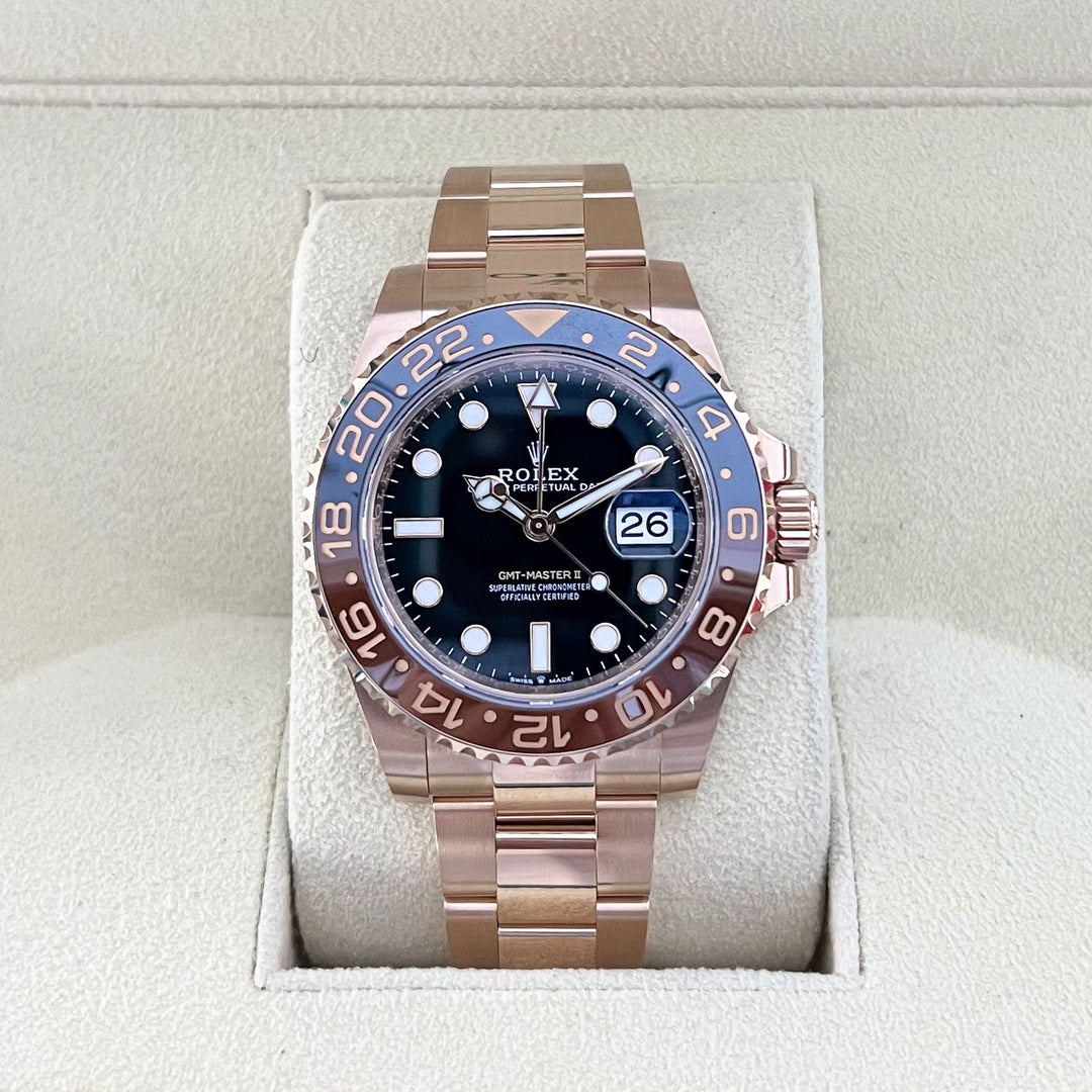Rolex GMT-Master II 40mm 'Root Beer' RG Black Dial Button Markers 2023 