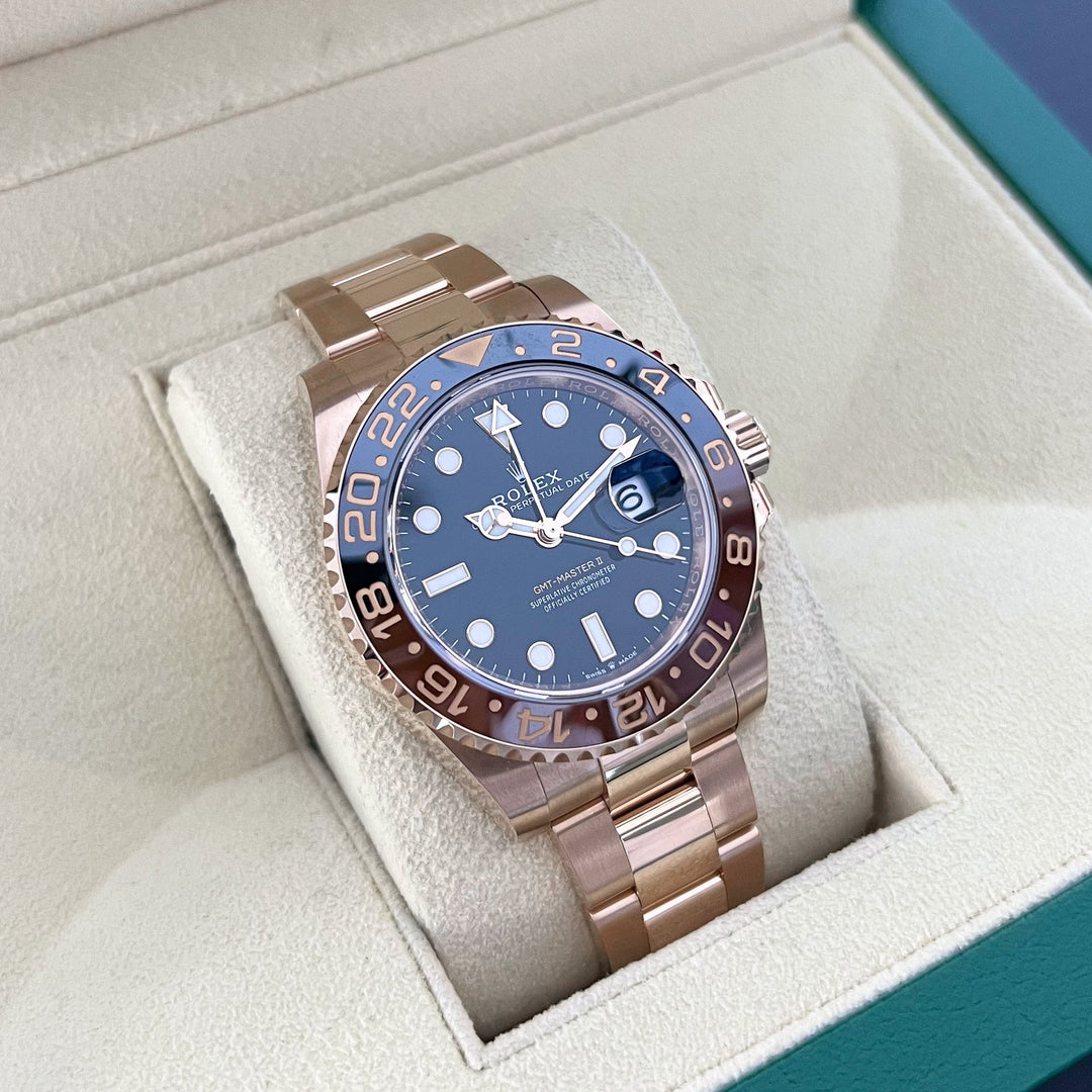 Rolex GMT-Master II 40mm 'Root Beer' RG Black Dial Button Markers 2023 