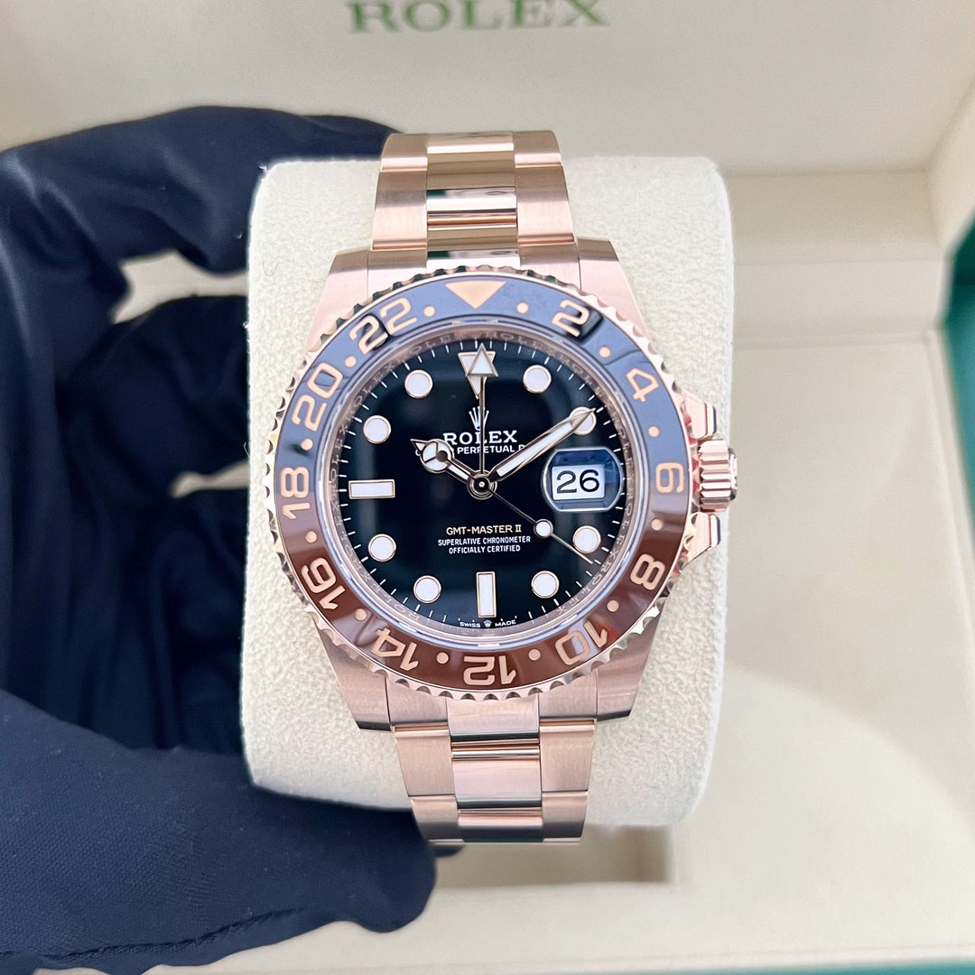 Rolex GMT-Master II 40mm 'Root Beer' RG Black Dial Button Markers 2023 