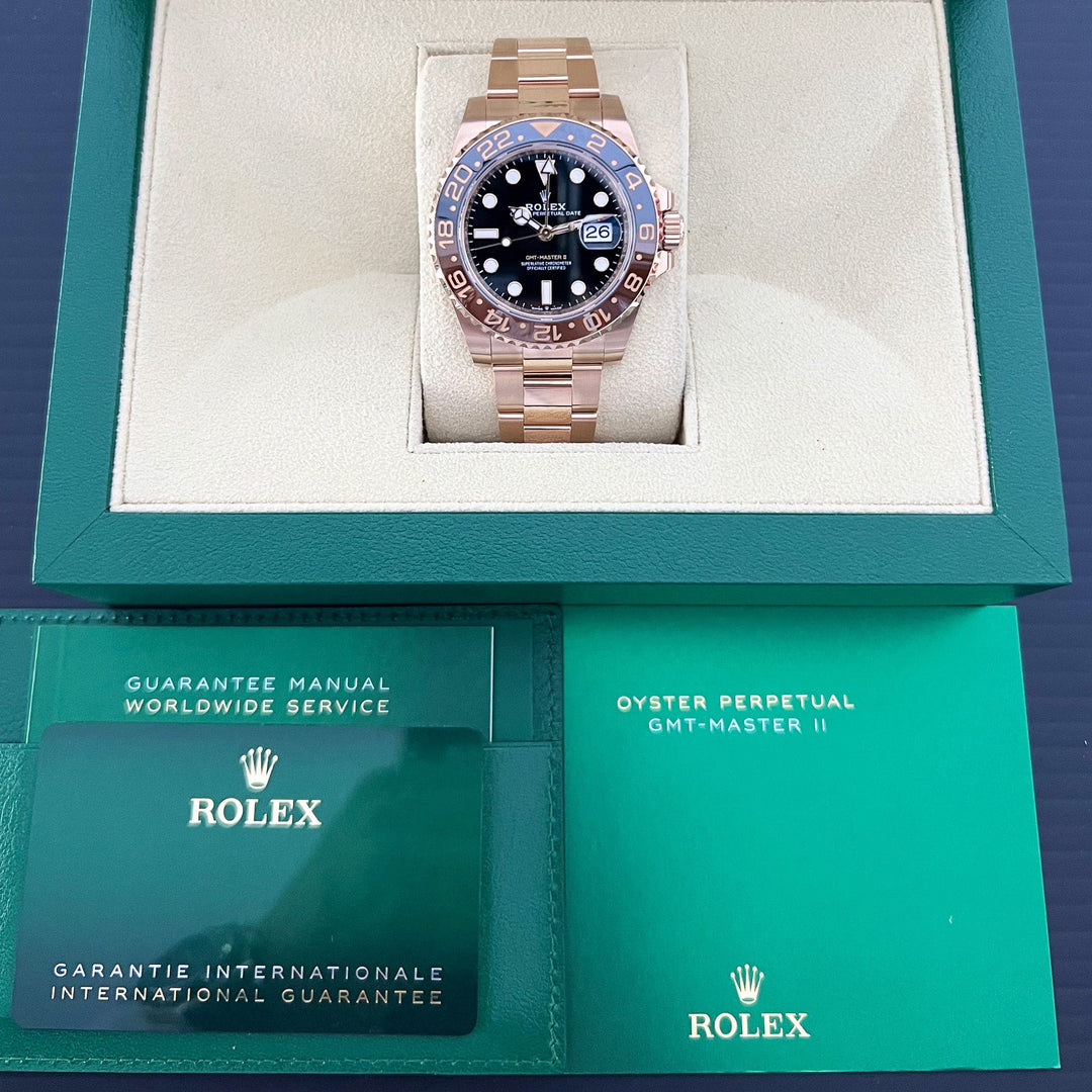 Rolex GMT-Master II 40mm 'Root Beer' RG Black Dial Button Markers 2023 