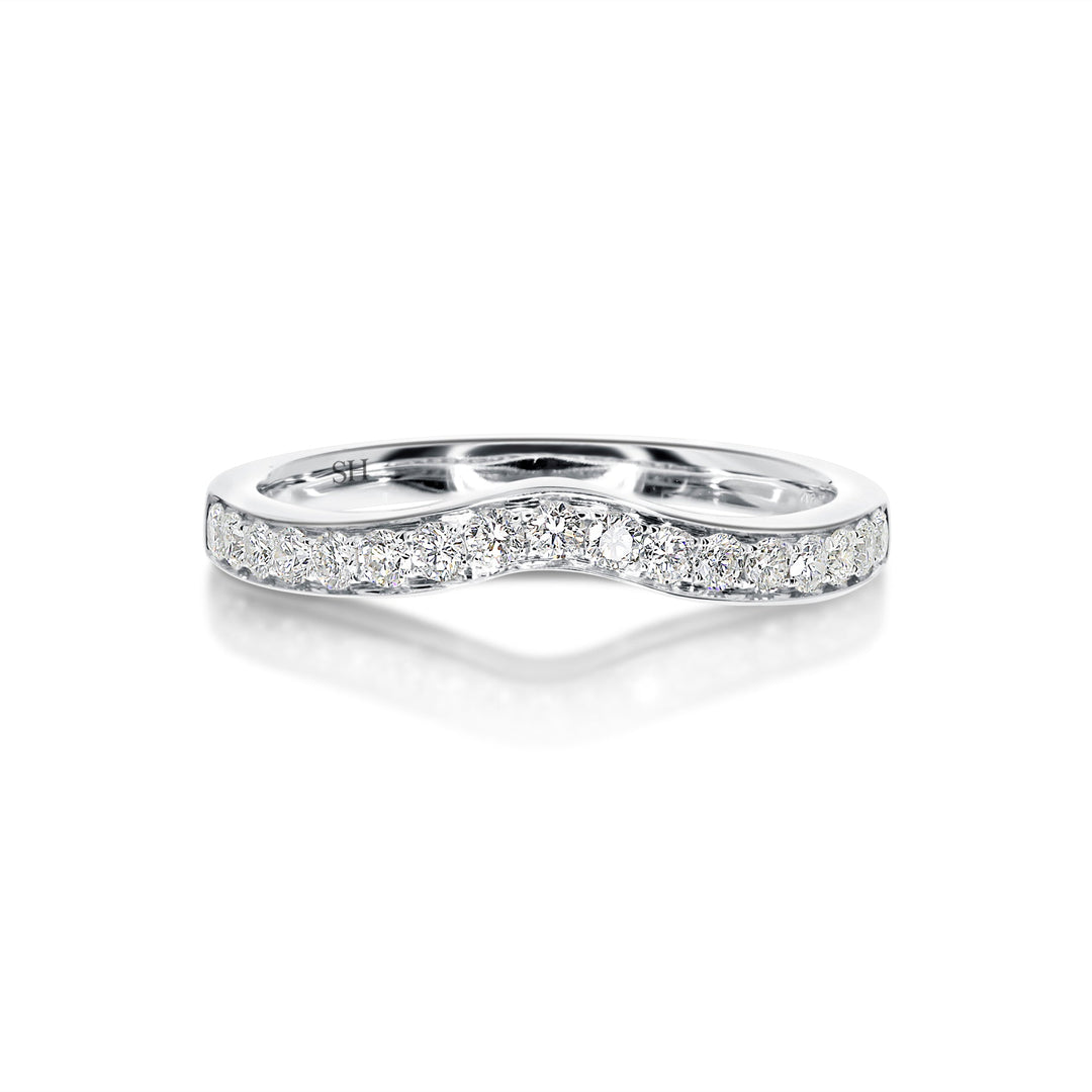 Curved Grain Set Women's Diamond Wedding Band (2.3mm) - W0182