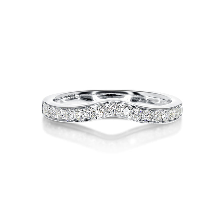 Curved Grain Set Women's Diamond Wedding Band (2.3mm) - W0182