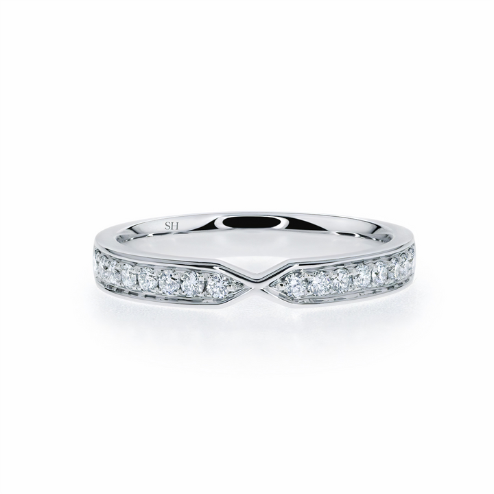 Medium Width Pinched Centre Grain Set Band - W0369