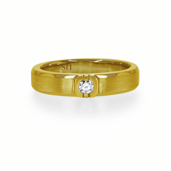 Men’s white gold low profile diamond band with bevelled edges and geometric centre (4.5mm) - W0389