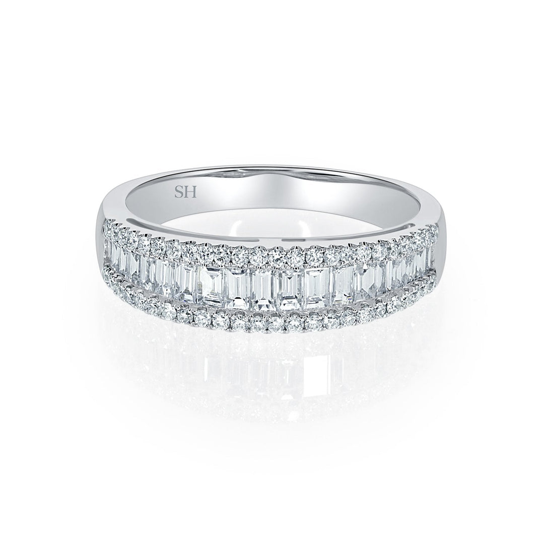Tapered baguette diamond panel with pave trim (slim) - W0445
