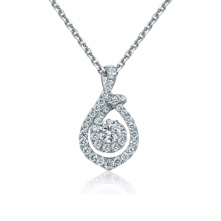 Claw set extended pear shaped halo with claw set centre stone - W0465