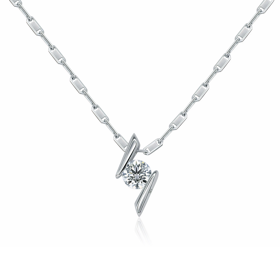 Diagonal floating diamond pendant (small) - W0557