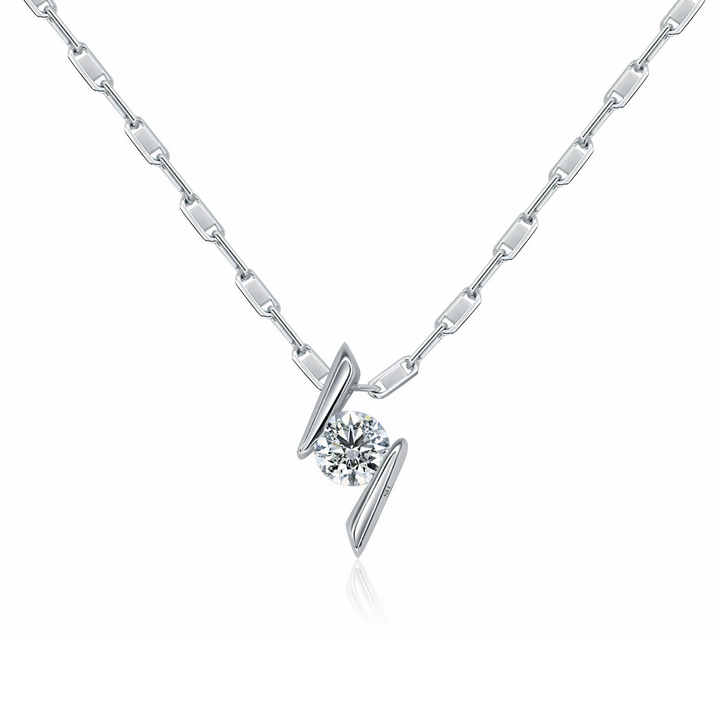 Diagonal floating diamond pendant (small) - W0557