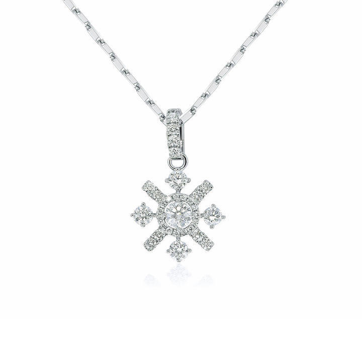 Snowflake Diamond Pendant with Pavé Bale - W0559