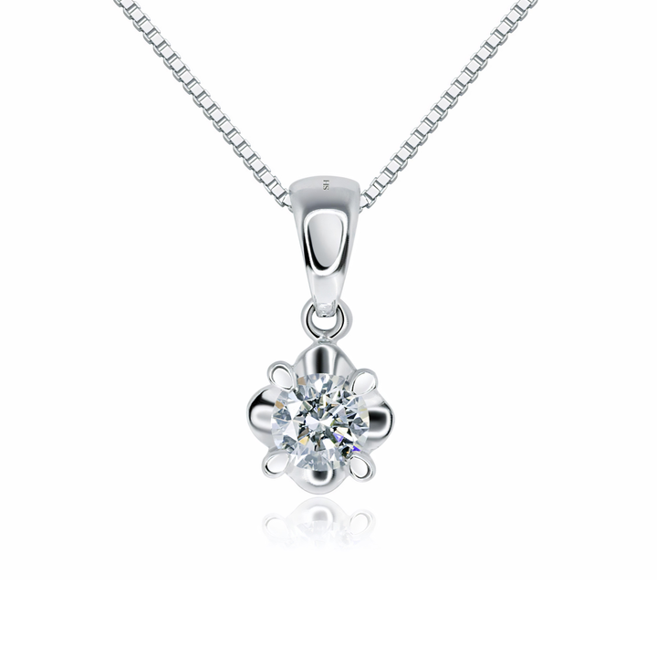 4-claw solitaire pendant with leaf perimetre - W0560