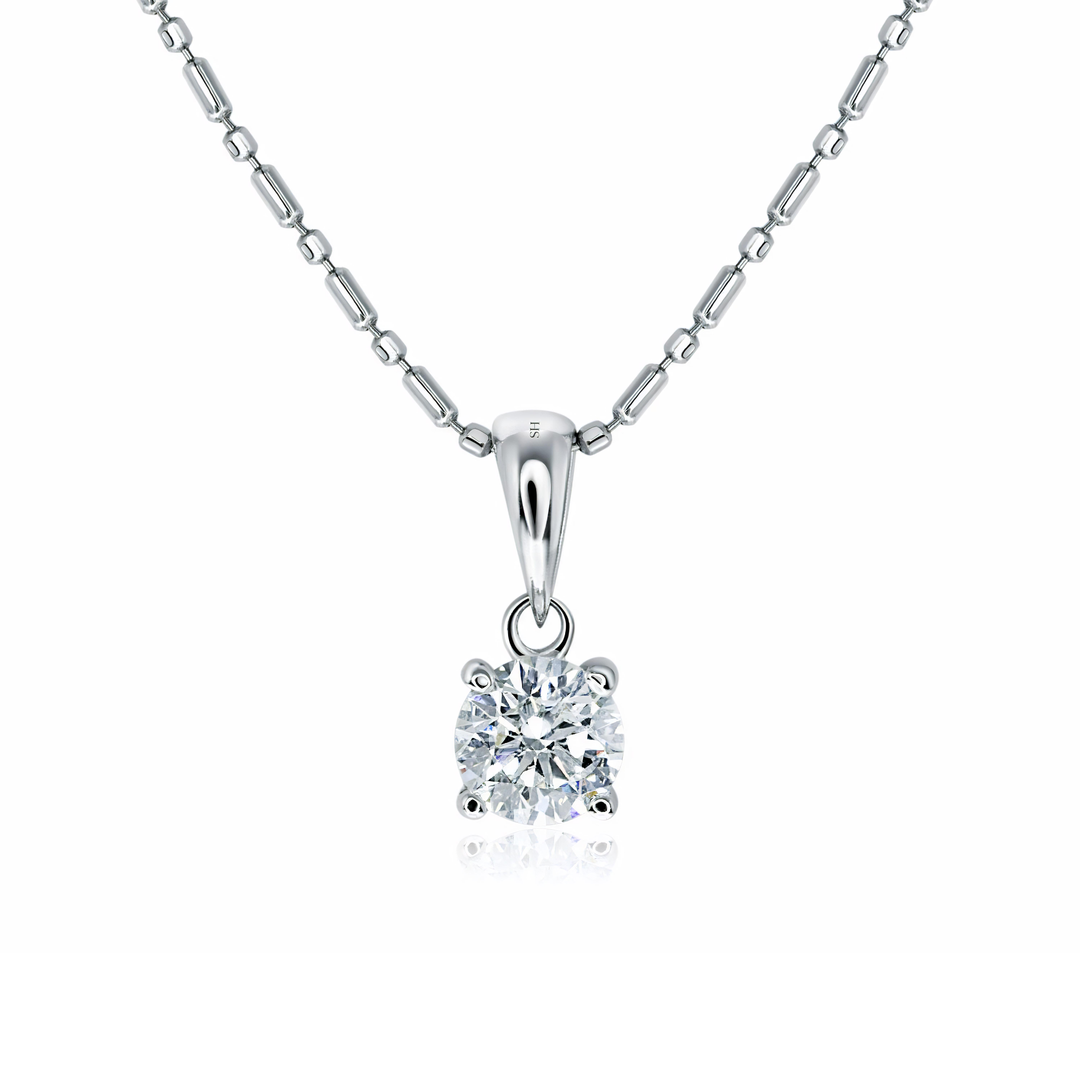 4-Claw Solitaire Pendant with Polished Bail - W0561