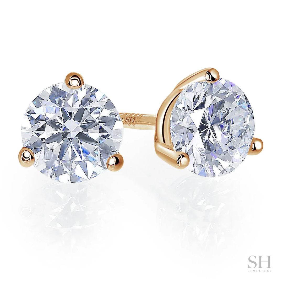 6-Claw V-Shaped Solitaire Stud Diamond Earrings - W0647
