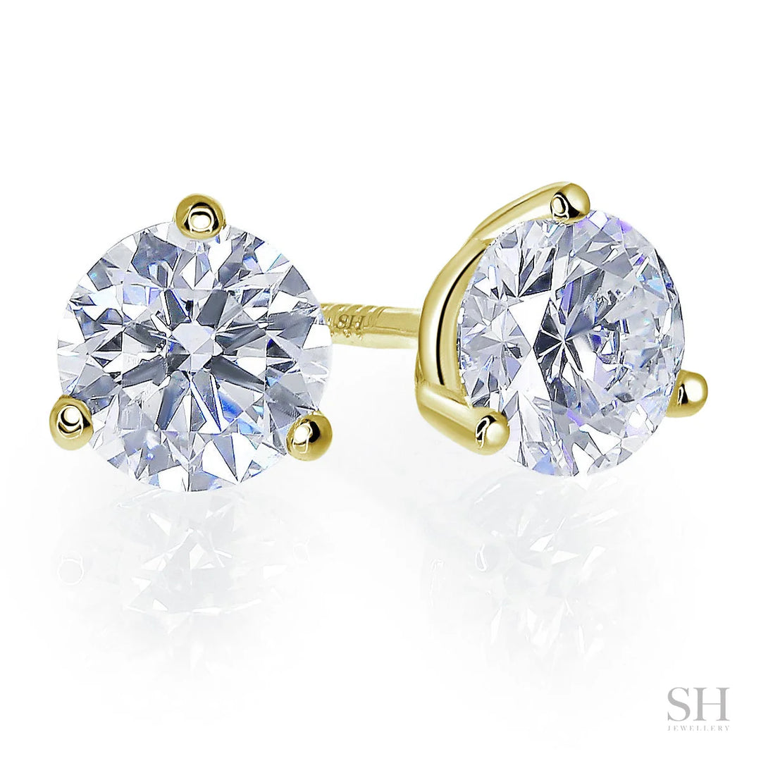 6-Claw V-Shaped Solitaire Stud Diamond Earrings - W0647