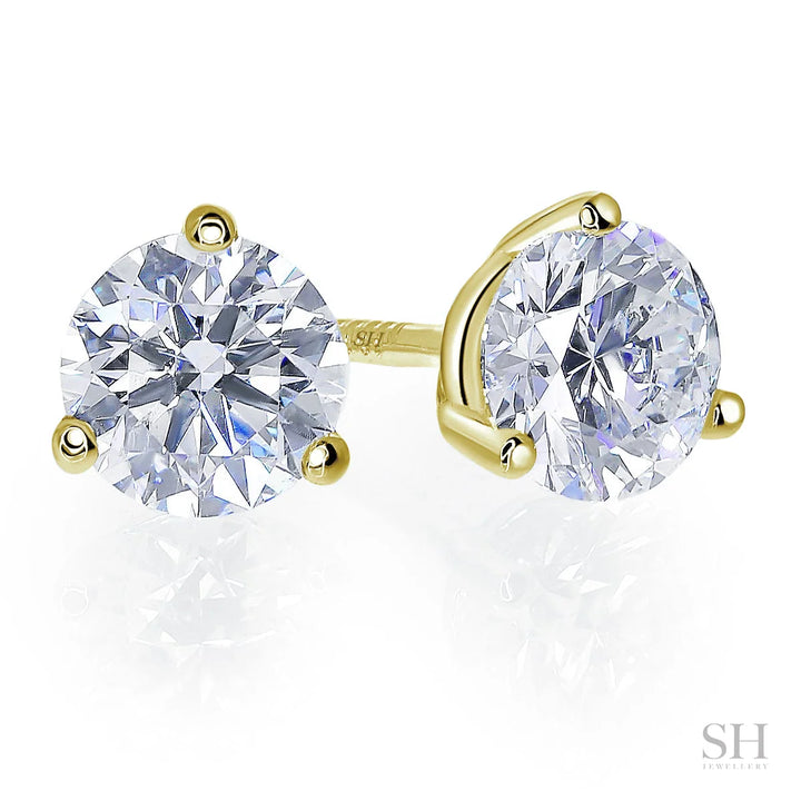 6-Claw V-Shaped Solitaire Stud Diamond Earrings - W0647