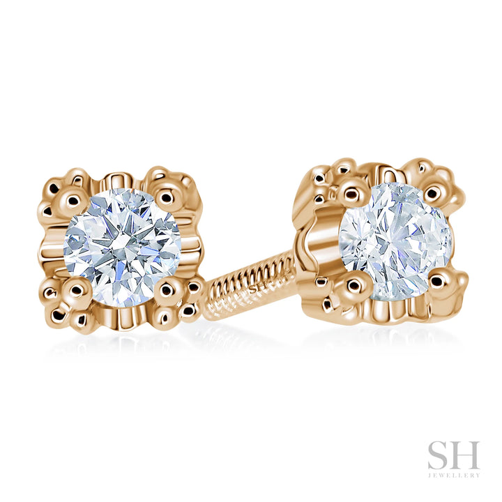 Square Shaped Studs With Dotted Corners Diamond Earrings - W0649