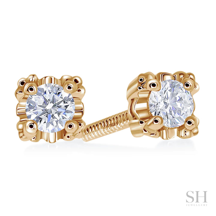 Square Shaped Studs With Dotted Corners Diamond Earrings - W0649