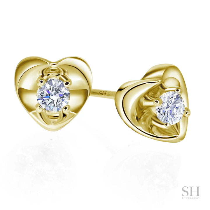 Floating Heart Shaped Diamond Stud Earrings - W0652