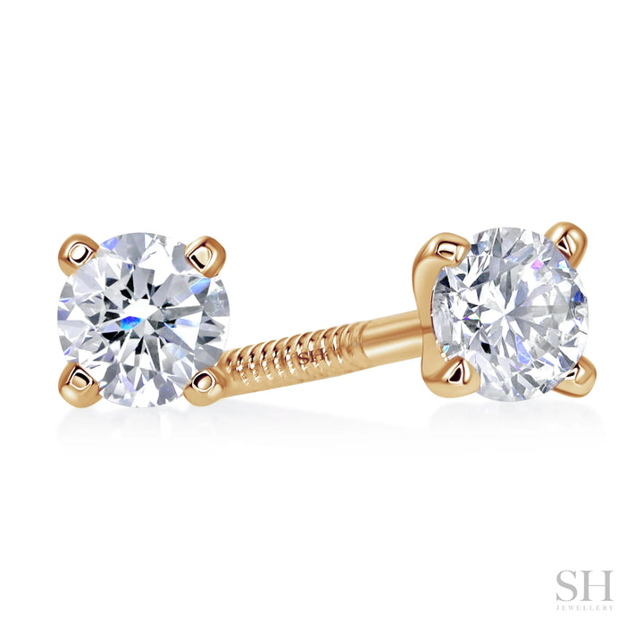 4-Claw Minimalistic Solitaire Diamond Stud Earrings - W0657