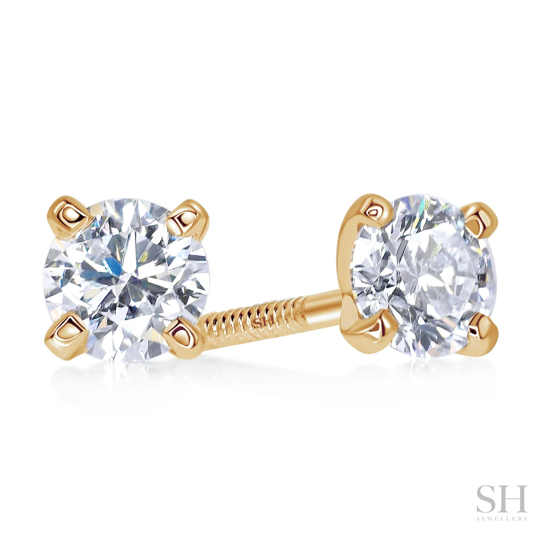 4-Claw Minimalistic Solitaire Diamond Stud Earrings - W0657