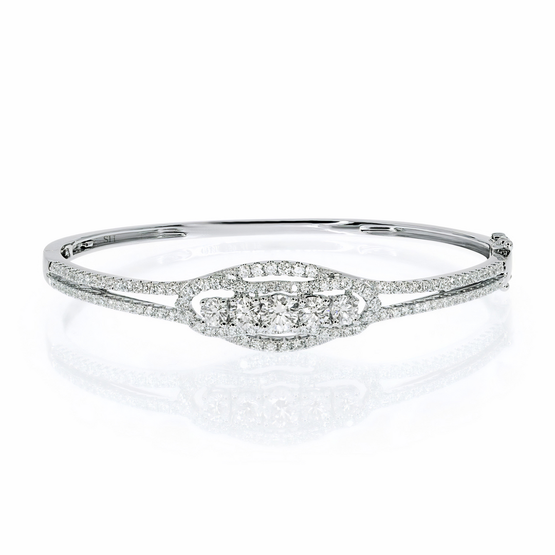 18kt Gold Baroque Band Diamond Bangle!! - W0742