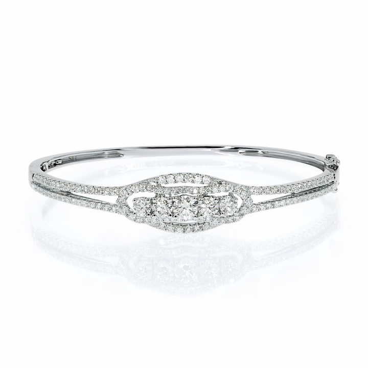 18kt Gold Baroque Band Diamond Bangle!! - W0742