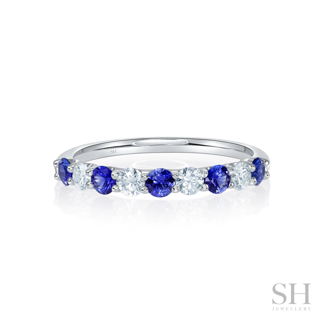 Harmony Twin Shared Claws Sapphire and Diamond Band (2.6mm) - W0990