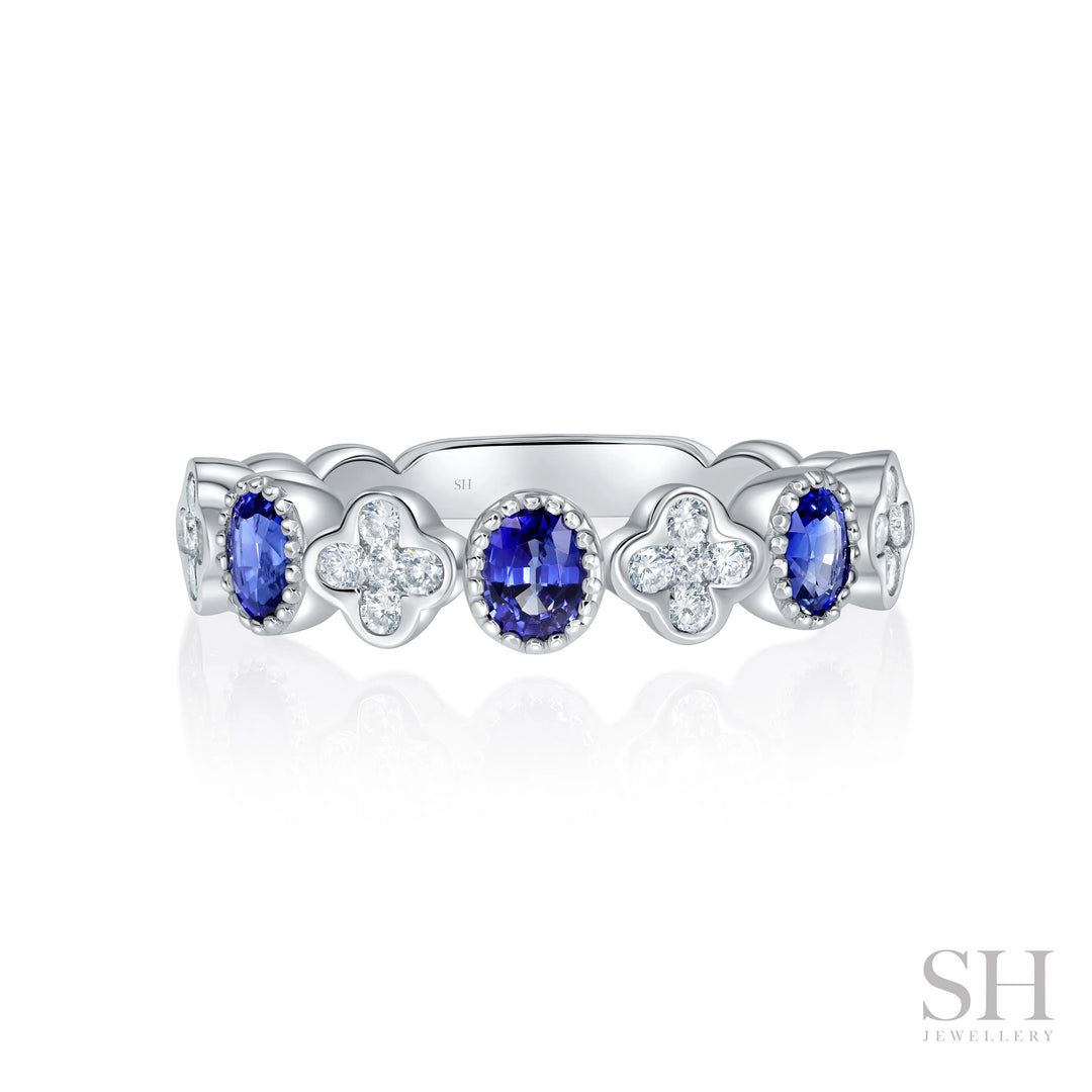 Clover Radiance Sapphire and Diamond Ring (4.8mm) - W0992