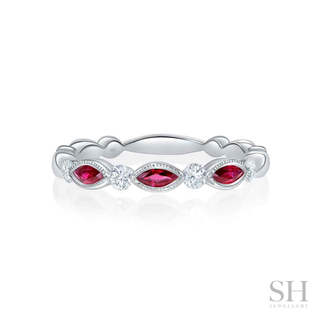 Marquise Ruby and Diamond Ring (2.9mm) - W0994
