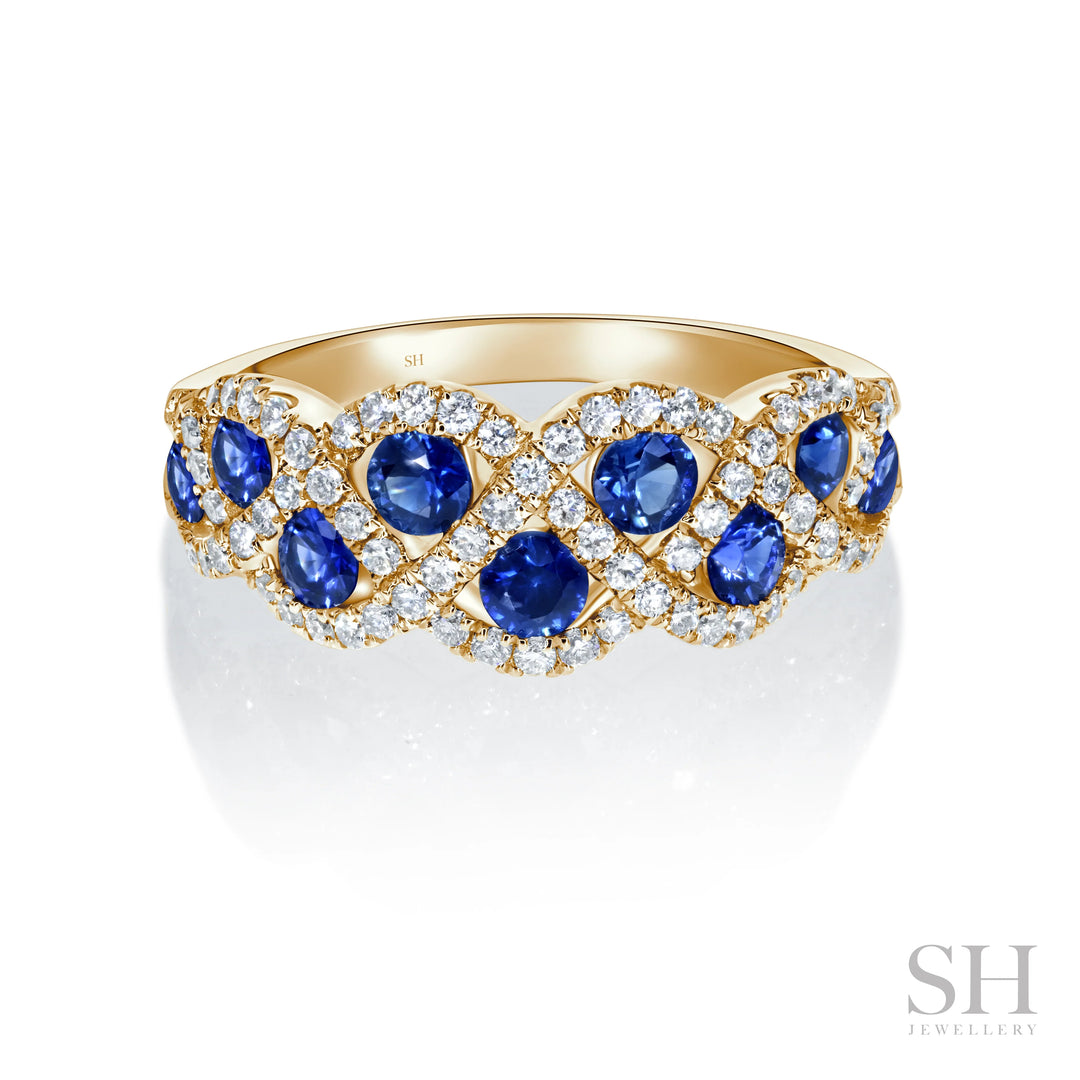 Sapphire and Diamond Stream Ring (small) - W1014