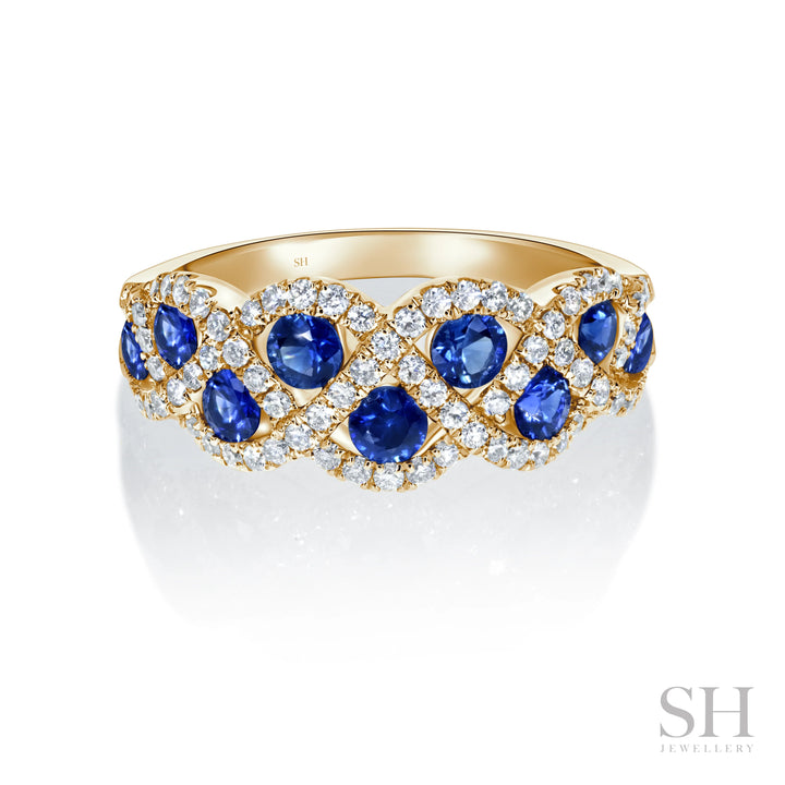 Sapphire and Diamond Stream Ring (small) - W1014