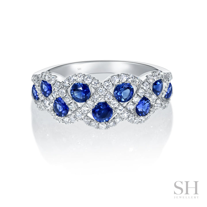 Sapphire and Diamond Stream Ring (small) - W1014