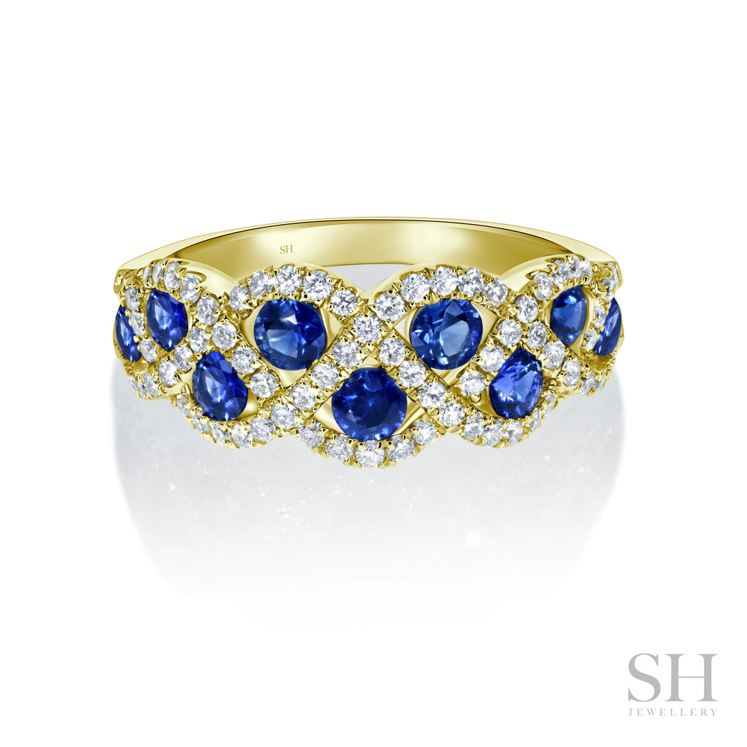 Sapphire and Diamond Stream Ring (small) - W1014