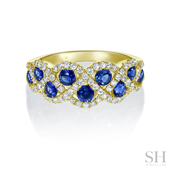 Sapphire and Diamond Stream Ring (small) - W1014