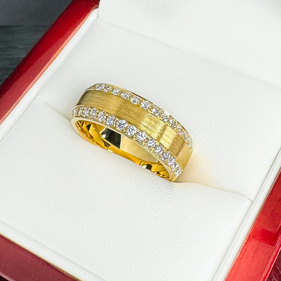 Traction Men's Diamond Ring With Brushed Finish Centre (7.5mm) - W1034