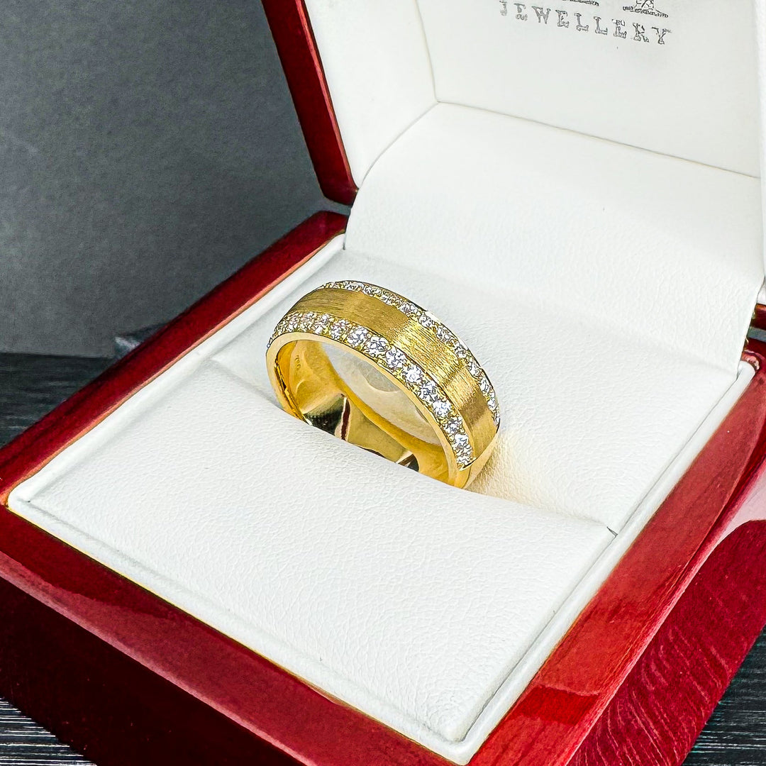 Traction Men's Diamond Ring With Brushed Finish Centre (7.5mm) - W1034