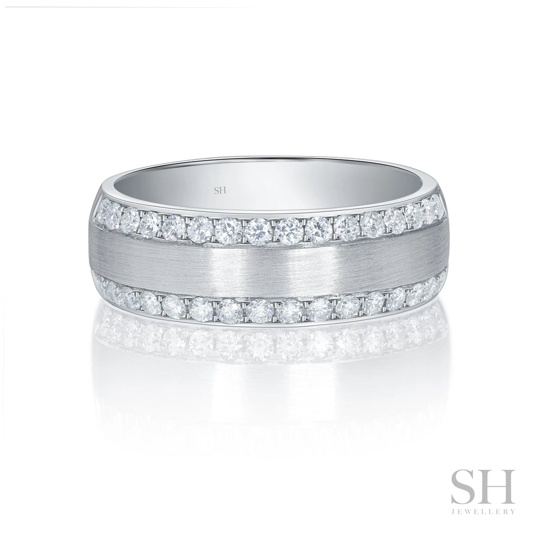 Traction Men's Diamond Ring With Brushed Finish Centre (7.5mm) - W1034