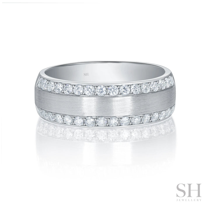 Traction Men's Diamond Ring With Brushed Finish Centre (7.5mm) - W1034