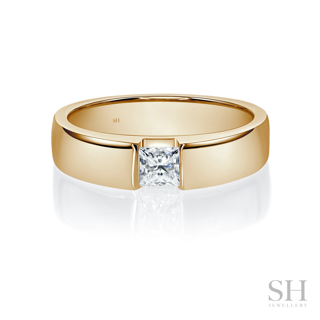 Princess Cut Floating Diamond Band (Polished Finish) (4.7mm) - W1067