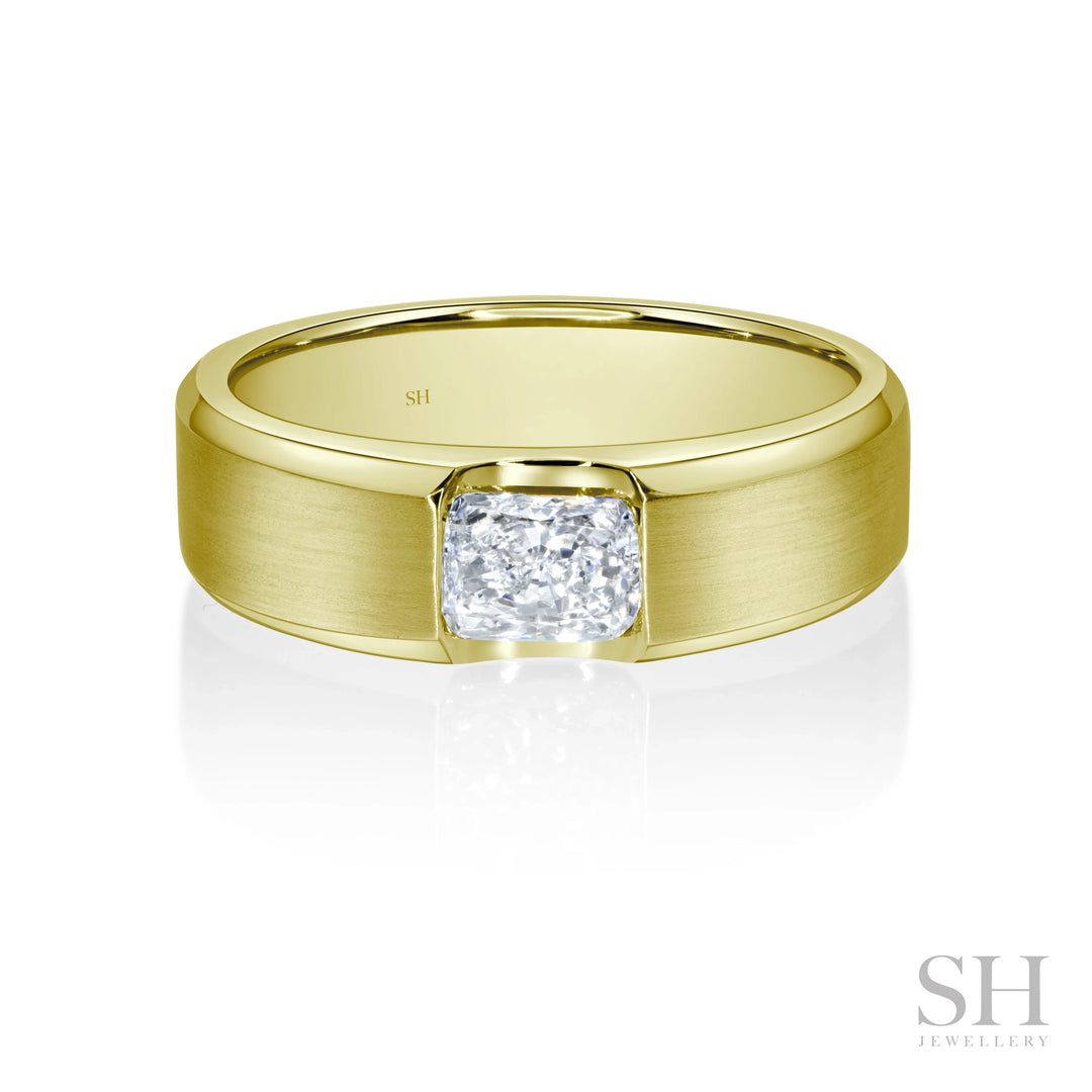 Sideways Radiant Cut Diamond Band with Bevelled Edges (Satin Finish) (5.9mm) - W1068